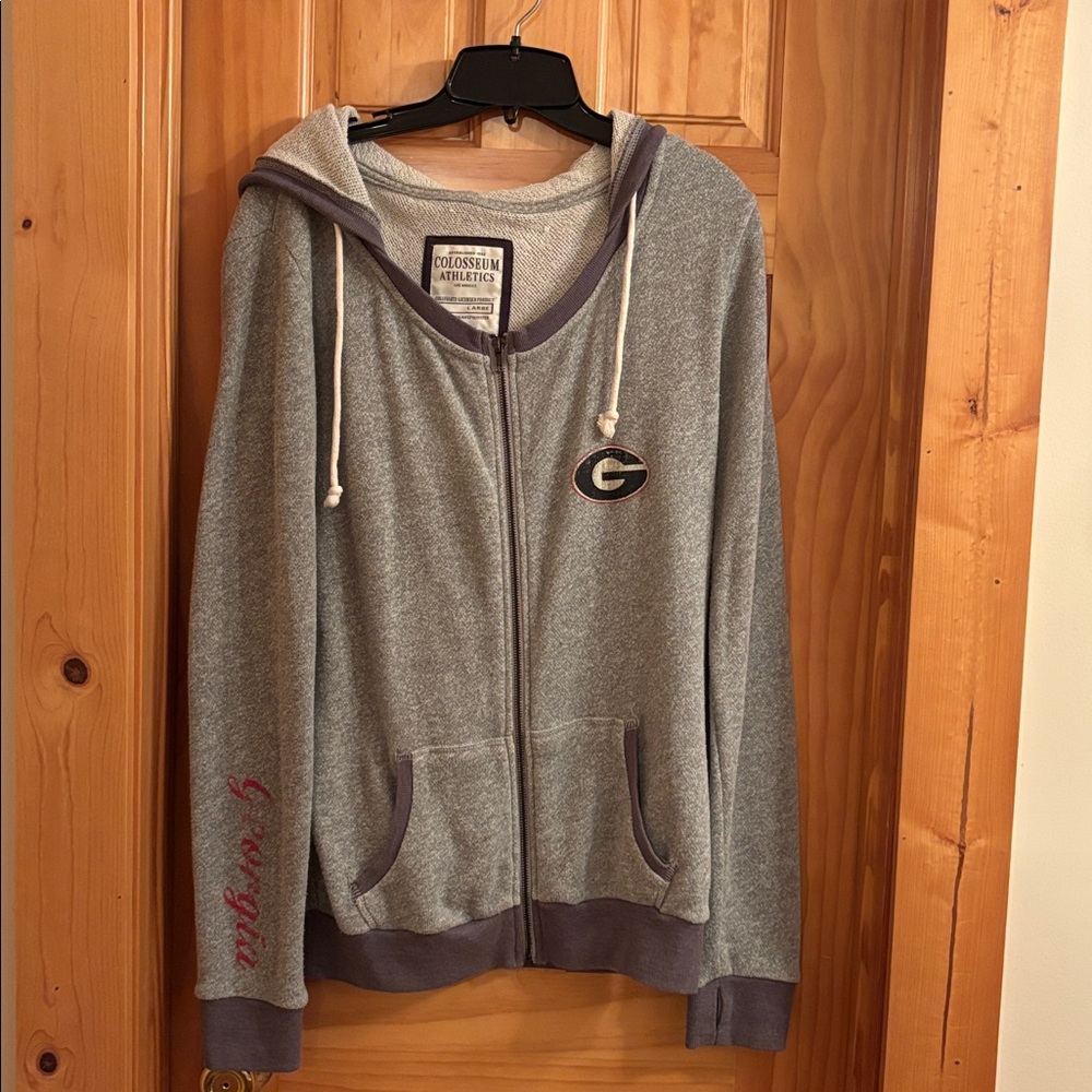 Gray Georgia DAWG Zip-Up Hoodie with Logo